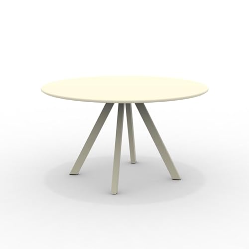 MONDO VIRO Runder Tisch aus verzinktem Metall Daisy für den Garten, zerlegbar, 130 x 130 cm, 75 h (Perlweiß) von MONDO VIRO