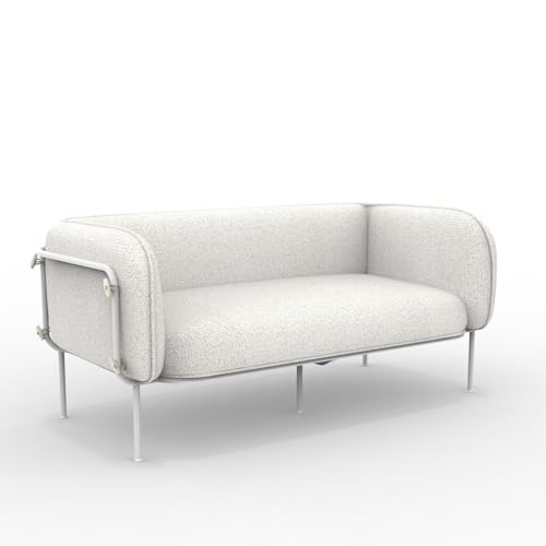 Mondo Viro 2-Sitzer-Sofa aus gepolstertem Stoff für den Außenbereich "Alamari" Metallgestell 170 x 87 74 cm (weiß geprägt - Cream Star) von MONDO VIRO