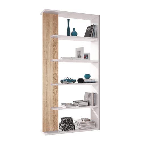 Mondo Viro Alida Bücherregal mit 5 Etagen aus Spanplatte 90 x 25 cm 180 h (kanadische Eiche) von MONDO VIRO