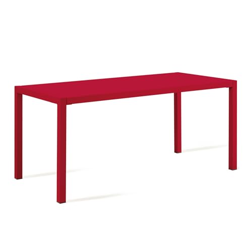 Mondo Viro Fester Tisch aus lackiertem Metall "Quatris", rechteckig, für den modernen Garten (mittel – 140 x 80 cm, 75 h, rot) von MONDO VIRO