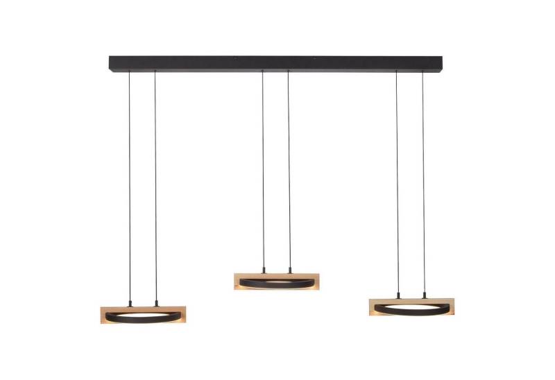 MONDO LED Pendelleuchte FAMERA, 6-flammig, Braun, Schwarz, Eichenholz, Anpassung der Farbtemperatur, Dimmfunktion, LED fest integriert, Metall, Höhenverstellbar, mit Fernbedienung, 135 x 200 cm von MONDO