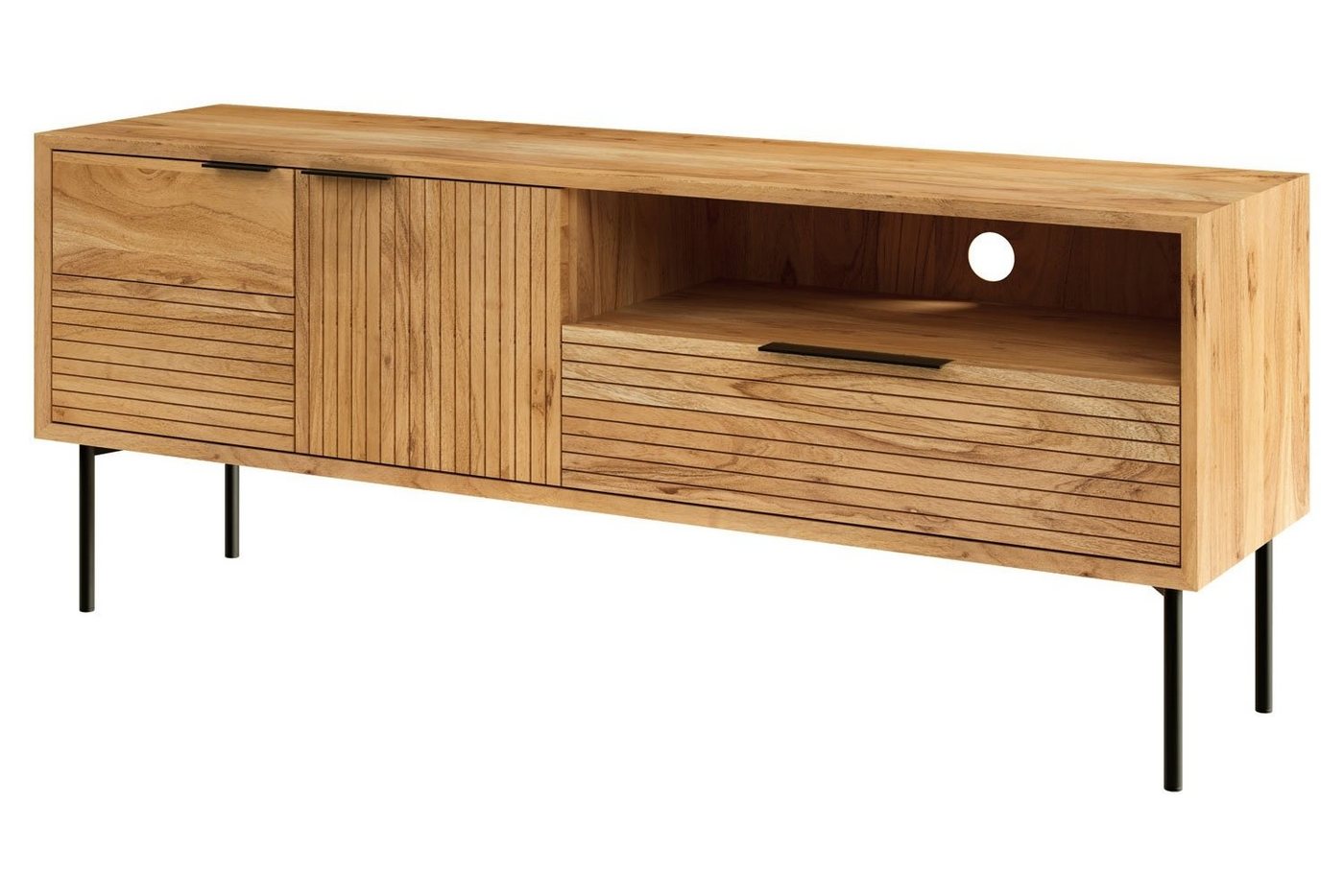 MONDO Lowboard TV-Schrank KIAN, 155 x 42 cm, Akazie teilmassiv, mit 2 Türen, 1 Schublade und offenes Fach von MONDO