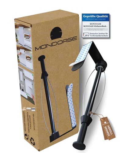 MONDOASE® Küchenrollenhalter 2.0 [OHNE Bohren] + Einhändiges Abreißen Dank ABROLL-Bremse Papierrollenhalter Edelstahl I Küchen-Rollenhalter I Winkel & Bremse veränderbar von MÓNDOASE