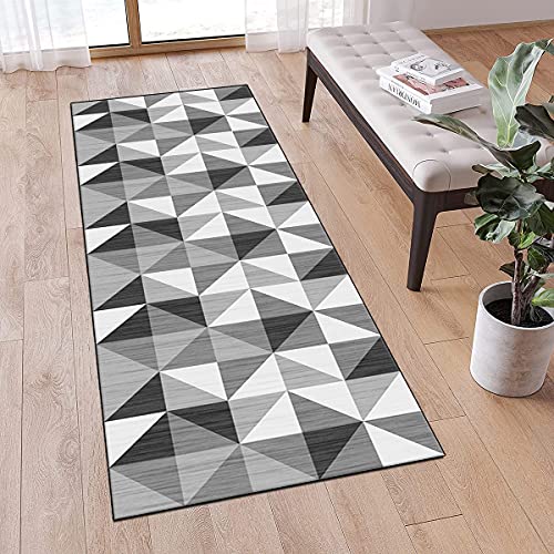 MONECER Läufer Teppich Flur rutschfest Meterware 80x300cm Grau Geometrisch Dünner Waschbar Teppichläufer Schlafzimmer Korridor Küchenläufer Teppich Lang, Anpassbare Größe, 40-120cm Breit von MONECER