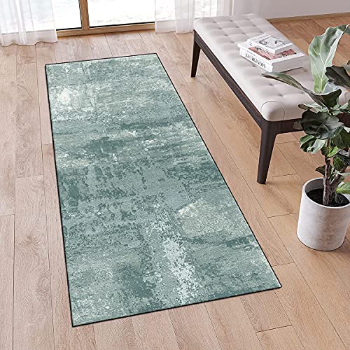 MONECER Teppich Läufer Flur rutschfest Meterware 120x250cm Grün Modern Abstrakt Waschbar Teppichläufer Schlafzimmer Korridor Küchenläufer Teppich Lang, Anpassbare Größe, 40-120cm Breit von MONECER