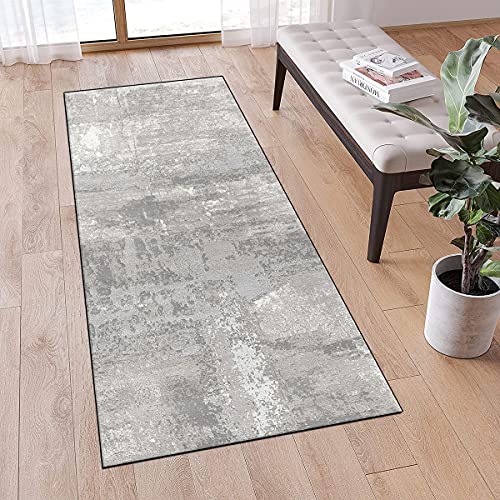 MONECER Teppich Läufer Flur rutschfest Meterware 50x350cm Grau Modern Abstrakt Waschbar Teppichläufer Schlafzimmer Korridor Küchenläufer Teppich Lang, Anpassbare Größe, 40 - 120cm Breit von MONECER