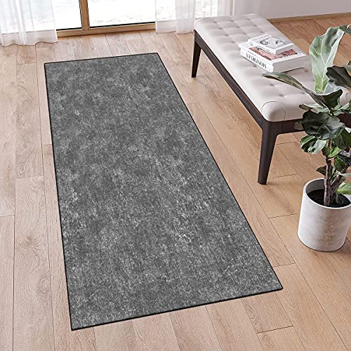 MONECER Teppichläufer rutschfest Modern Abstrakt 90x250cm Dunkel Grau Meterware Waschbar Teppich Läufer Flur Schlafzimmer Korridor Küchenlaufer Lang, Anpassbare Größe, 40-120cm Breit von MONECER