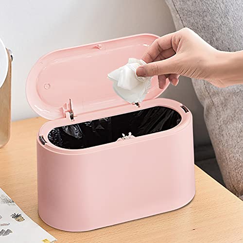 MONGTINGLU Mini-Mülleimer mit Deckel – abnehmbarer kleiner Mülleimer, kleiner Kunststoff-Mülleimer, Pop-Up-Abfalleimer, Aufsatz-Abfalleimer, Schreibtisch, Couchtisch (rosa) von MONGTINGLU