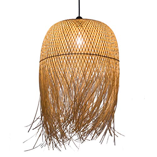 Bambus Pendellampe Vintage Weben Kronleuchter Natürlichen Handgemachte Gewebt Rattan Hängeleuchten Kreative Höhenverstellbare E27 Hängelampe Restaurant Teestube Wohnzimmer Cafe Pendelleuchten,62*45cm von MONHE