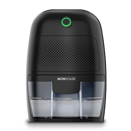 MONHOUSE Luftentfeuchter 600ml Tragbarer, Kompakter Und Leiser Feuchtigkeitsabsorber - Mini-Luftentfeuchter Fur Haus, Schlafzimmer, Feuchtigkeit, Auto - Elektrischer Schimmelentferner - Schwarz von MONHOUSE