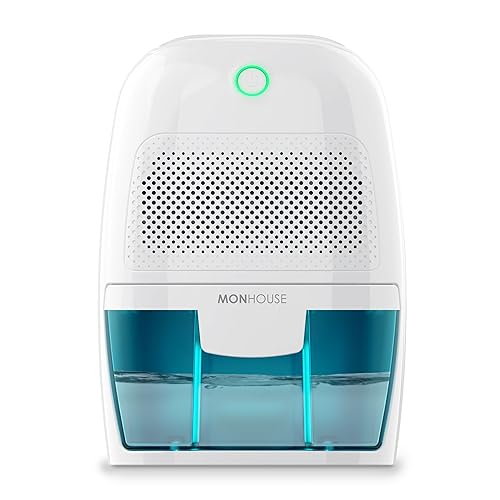 MONHOUSE Luftentfeuchter 600ml Tragbarer, Kompakter Und Leiser Feuchtigkeitsabsorber - Mini-Luftentfeuchter Fur Haus, Schlafzimmer, Feuchtigkeit, Auto - Elektrischer Schimmelentferner- Weib/Blau von MONHOUSE