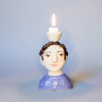Keramik-Kerzenhalter Mann Mit Braunen Haaren von MONIYceramics