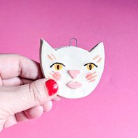 Mini Wandbild Katze Rosa von MONIYceramics