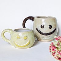 Tasse Smiley Hellgelb; Kaffeetasse Emoji Lachen; Smiley-Tasse Klein 100 Ml Oder Groß 300 von MONIYceramics