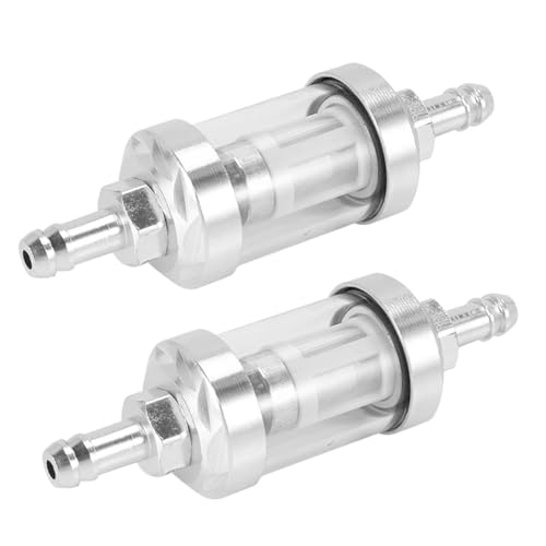 2X Universal Chrom Glas Kraftstoff Benzin Rohöl Motor Inline Filter 5/16 Zoll 8Mm Silber for Motorräder von MONIZMVC