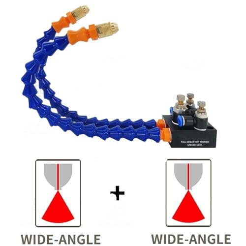 Doppeldüsen-Nebel-Kühlmittel-Schmierspray-Systemeinheit Nebelkühlungssprayer CNC-Drehmaschine Fräsbohrer Graviermaschine(Double Wide-Angle,320) von MONIZMVC