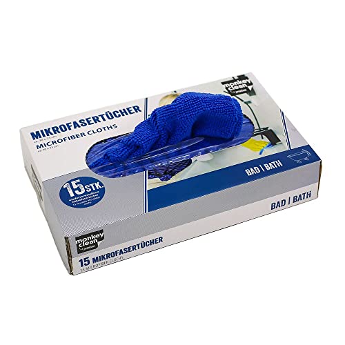 MONKEY CLEAN® 15er Box Premium Mikrofasertücher Bad • wiederverwendbar • Universell Einsetzbar • 30 x 23 cm Reinigungstücher • Poliertuch • Microfasertuch • Tücher • Wischtuch • Geschirrtücher von MONKEY CLEAN