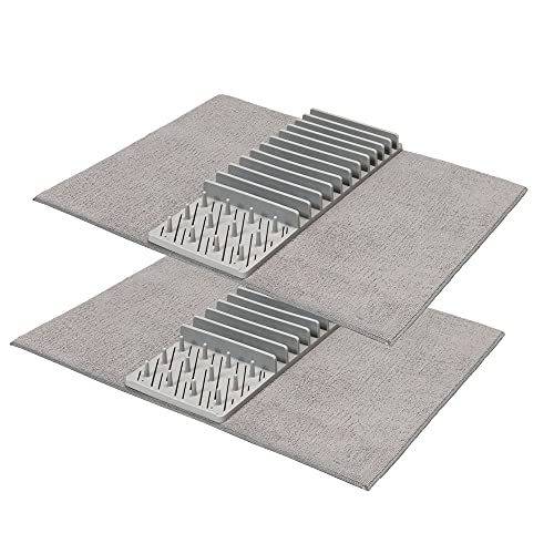 MONKEY CLEAN® Geschirrabtropfset (2er Set) • Faltbares Abtropfgestell • Abtropfmatte mit Abtropfgestell • Geschirrabtropfer • Abtropfablage für Küche • Farbe: Grau von MONKEY CLEAN