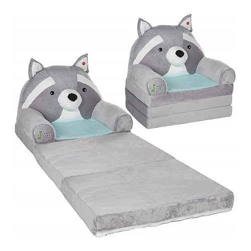 MONKEY GYM Kindersessel ausklappbar Kindersofa Kinderstuhl für Kinderzimmer Kuschelsessel Waschbär von MONKEY GYM