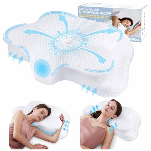 MONKROY Nackenkissen Kopfkissen Memory Foam Kissen Ergonomisches Seitenschläferkissen Orthopädisches Kissen Nackenstützkissen für Seiten, Rücken & Bauchschläfer, Weiß von MONKROY