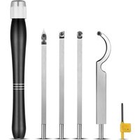 Drechselwerkzeuge, SEAAN 4-teiliges Holzmeißel-Set, Hartmetall-/Rund-/Quadrat-Diamantformschneider mit Griffdrehmaschinen, Aluminium-Tragetasche, zum von MONLY