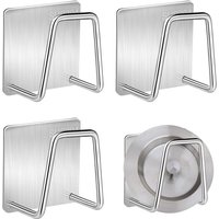 Küchenschwammhalter Spüle Schwammhalter Edelstahl Selbstklebend Spüle Schwammhalter für Schwämme Bürste Topfdeckel Spüllappen 4 Stück Silber von MONLY
