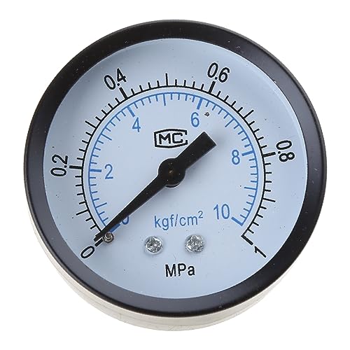 MONOJLY Manometer 2-Zoll-Zifferblattgröße, Multifunktions-Manometer, schwarzes Stahlgehäuse, Doppelskala 0-10 Bar / 0-1 MPa 1/4 Zoll NPT-Gewinde von MONOJLY