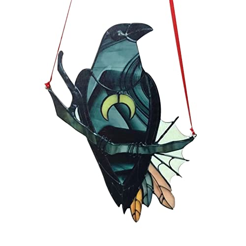 MONOJLY Mysterious Crow Witch Ornament gebeizter Sonnenfänger Schwarzer Vogel Fenster Wanddekoration von MONOJLY