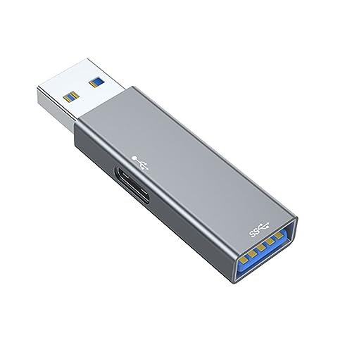 MONOJLY USB-Hub mit 3 Anschlüssen, USB auf USB 3.0/Typ-C-Splitter-Adapter für Laptop, Computer, Aluminiumlegierung, Laden und Datenübertragung von MONOJLY