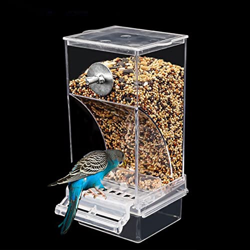 MONOJLY Vogelfutterspender zum Aufhängen für Käfig Automatischer Futterspender Kunststoff Futterbehälter mit Sitzstange für Wellensittiche Nymphensittiche von MONOJLY