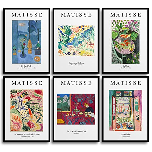 MONOKO® Abstrakte Bilder Set | Matisse Poster Vintage Kunstdruck | Wohnzimmer Wandbilder 6x A4 ohne Rahmen von MONOKO
