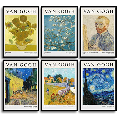 MONOKO® Van Gogh Bilder Set | Wohnzimmer Poster Vintage Kunstdruck | Schlafzimmer Wandbilder 6x A4 ohne Rahmen von MONOKO
