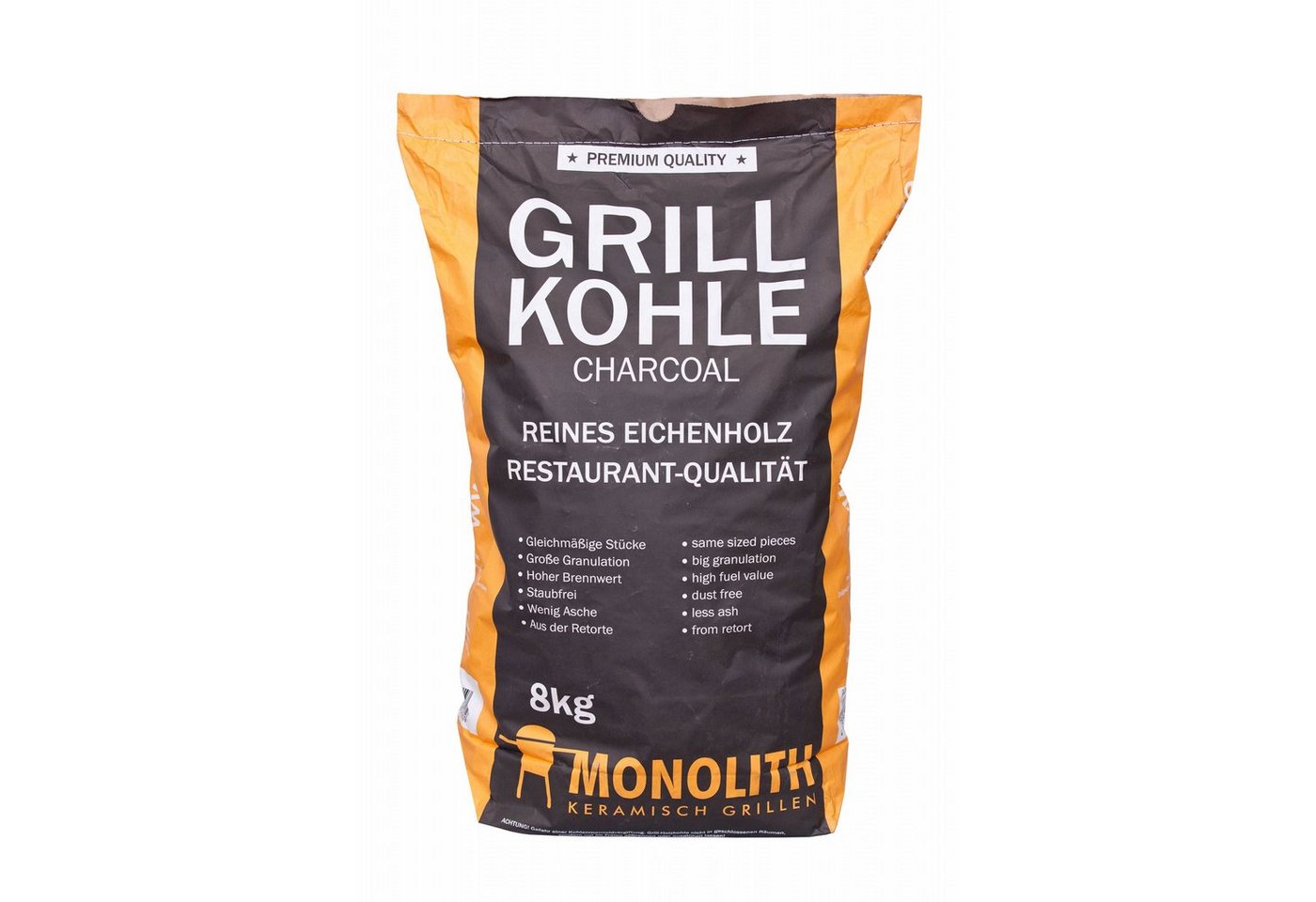 MONOLITH Keramikgrill Monolith Premium Grillkohle Holzkohle in Restaurant Qualität 8 kg von MONOLITH