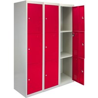 3 x Fächerschrank Umkleideschrank Schließfach Spind Schrank Metallschrank rot von MONSTER RACKING