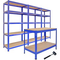 3 x Werkstatt Lagerregal & 1 x Werktisch Werkbank Kellerregal Garagenregal Regal 120cm b von MONSTER RACKING