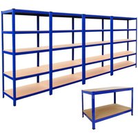 4x T-Rax Lagerregal Regale Steckregal Lagerung Schwerlastregal Stahlregal Werkstatt 180cm x 90cm x 45cm Blau höhenverstellbar & Q-Rax Werkbank 4x T-Rax Lagerregal Regale Steckregal Lagerung Schwerlastregal Stahlregal Werkstatt 180cm x 90cm x 45cm Blau höhenverstellbar & Q-Rax Werkbank von MONSTER RACKING