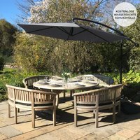 3m freitragender Sonnenschirm Freischwinger Gartenschirm mit Kippfunktion und Hülle im Set Grau - Grau von MONSTER SHOP