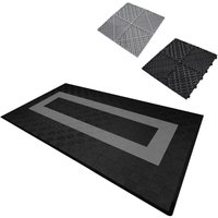 Belüftete ineinandergreifende Bodenbeläge, Fliesen und Kanten, 90 Schwarz und 30 Grau, Einzelgarage, robuste Bodenmatte, Werkstatt, Polypropylen, von MONSTER SHOP