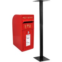 Briefkasten mit Bodenständer Postkasten Wandbriefkasten Standbriefkasten englischer Stil rot Post Box mit Standfuß Gusseisen - Rot von MONSTER SHOP