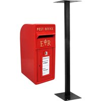 Monster-shop - Briefkasten mit Bodenständer Postkasten Wandbriefkasten Standbriefkasten englischer Stil Gusseisen rot von MONSTER-SHOP