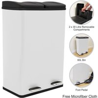 Doppel Tretmülleimer Edelstahl 60 l Mülltrennsystem Mülleimer Abfalleimer Weiß von MONSTER-SHOP