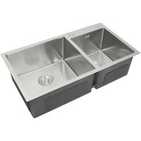 Monster Shop - Edelstahl Küchenspüle Spülbecken Doppelspüle Einbauspüle Zwei Waschbecken 82cm von MONSTER SHOP
