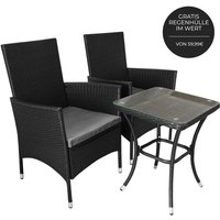 Monster Shop - Gartenmöbel Set Bistroset Sitzgruppe Rattan Gartenset Essgruppe Stuhl Tisch Schwarz Terassenmöbel Gartenmöbel - Schwarz von MONSTER SHOP