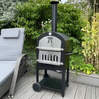 KuKoo Outdoor Pizzaofen Pizza Ofen Gartenofen Steinbackofen Smoker Grill 156 cm h x 64 cm b x 43 cm t Gratis Pizza Schieber - Schwarz von MONSTER SHOP