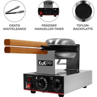 KuKoo Profi Edelstahl Waffeleisen Dreh-Funktion Tiefe Füllung für dicke Waffeln Antihaft Eisenplatten 50-250°C Automatische Temperaturregler 1-5min von MONSTER SHOP