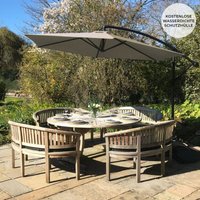 3m freitragender Sonnenschirm Freischwinger Gartenschirm mit Kippfunktion und Hülle im Set Beige - Beige von MONSTER SHOP