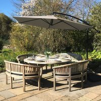 Monster-shop - 3m freitragender Sonnenschirm Freischwinger Gartenschirm mit Kippfunktion und Hülle im Set Beige von MONSTER-SHOP