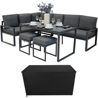 Gartenmöbel Set Grau Aluminium mit Rattan Aufbewahrungsbox Schwarz 582L – Sofa Gartenmöbel Set Grau Aluminium mit Rattan Aufbewahrungsbox Schwarz 582L – Sofa von MONSTER SHOP