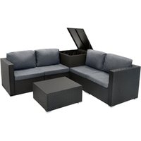 Monster Shop - Rattan Modular Gartenmöbel 6-teiliges Sofa-Set in Schwarz mit Kissen, Couchtisch Monster Shop - Rattan Modular Gartenmöbel 6-teiliges Sofa-Set in Schwarz mit Kissen, Couchtisch von MONSTER SHOP
