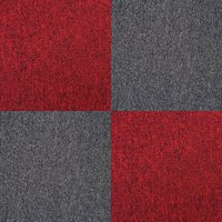 Monster-shop - MonsterShop 40 Stück Teppichfliesen Bodenfliesen Teppich 50 x 50 cm für 10 m² in Fieberrot & Kohle-Schwarz von MONSTER-SHOP